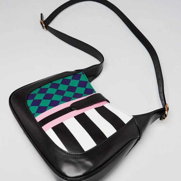 Gucci Black/Multicolored Geometric Printed Leather Jackie 1961 Small Shoulder... - Picture 3 of 11